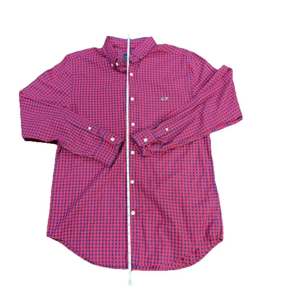 Vineyard Vines Medium Men’s Performance Classic Fit Tucker Red Plaid Shirt - Picture 7 of 13